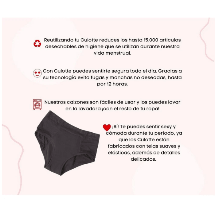 CULOTTE VIOLETA CALZÓN MENSTRUACIÓN NEGRO TALLA L3