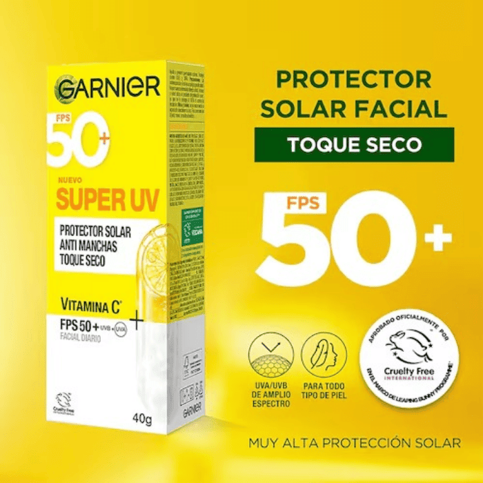 GARNIER SKIN ACTIVE PROT. SOLAR VIT. C ANTIMANCHAS T. SECO FPS 50+ 40 G DET.2
