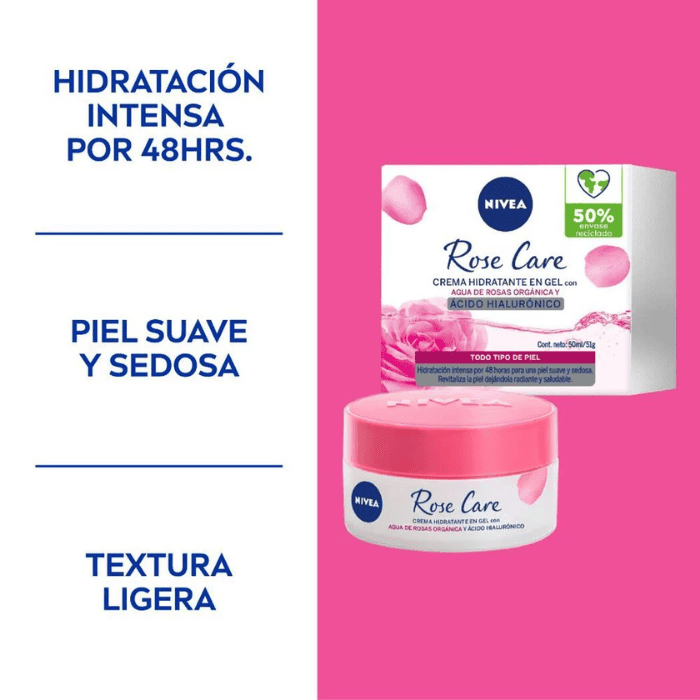 NIVEA ROSE CARE CREMA HIDRATANTE EN GEL 50 ML DET.3