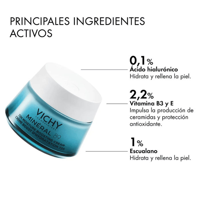VICHY MINÉRAL 89 CREMA BOOST DE HIDRATACIÓN 72H 50 ML DET.2