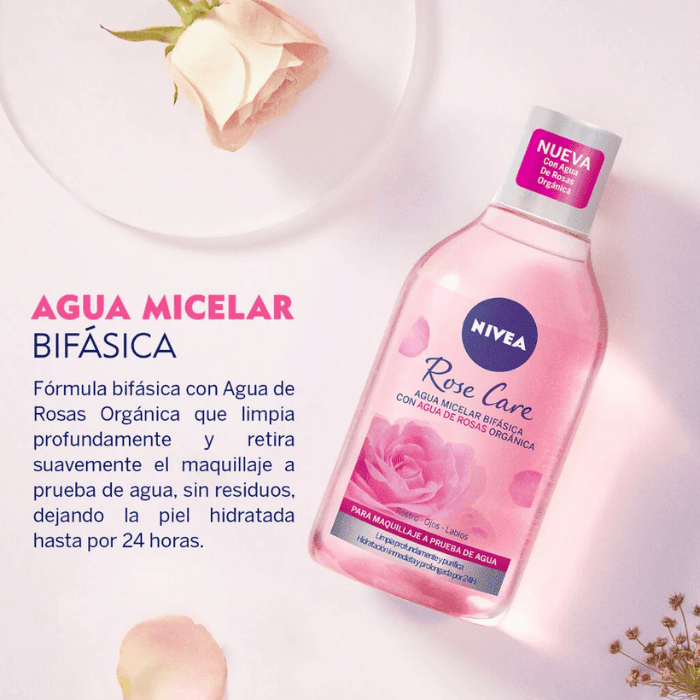 NIVEA ROSE CARE AGUA MICELAR BIFÁSICA 400 ML.2
