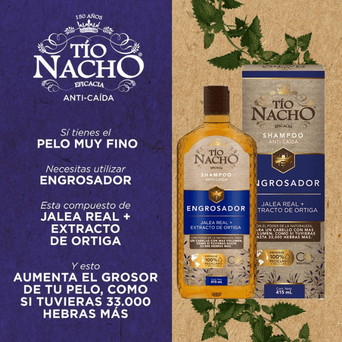 TÍO NACHO SHAMPOO ENGROSADOR JALEA REAL + ORTIGA 415 ML2