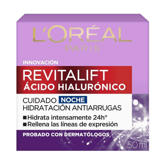 LOREAL REVITALIFT CREMA ÁCIDO HIALURÓNICO CREMA NOCHE 50 ML DET.3