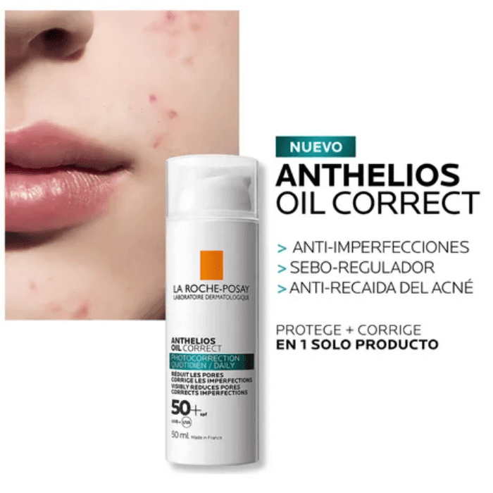 LA ROCHE POSAY PROTECTOR SOLAR ANTHELIOS OIL CORRECT FPS 50 + 50 ML DET.3