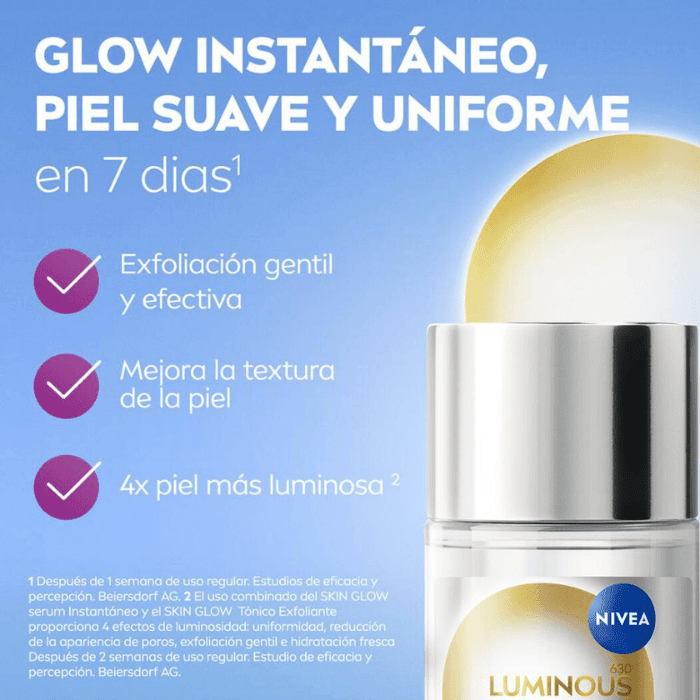 NIVEA LUMINOUS SKIN GLOW TÓNICO EXFOLIANTE 100 ML DET.2