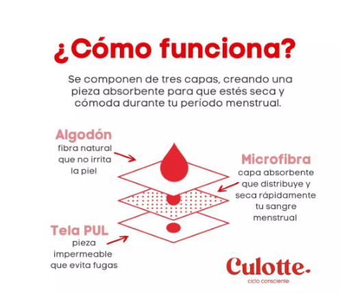 CULOTTE CALZÓN MENSTRUAL VIOLETA FLUJO ABUNDANTE TALLA M4