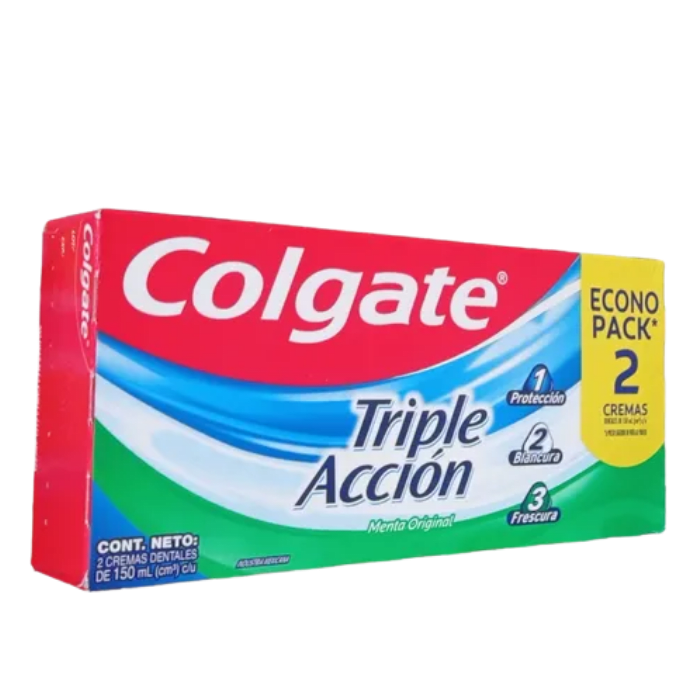 COLGATE PASTA DENTAL TRIPLE ACCION MENTA ORIGINAL 150 ML PACK X2 DET.