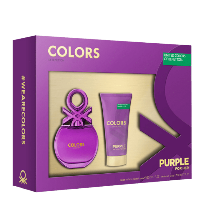 BENETTON COLORS PURPLE EDT 50 ML + BODY LOTION 50 ML DET.