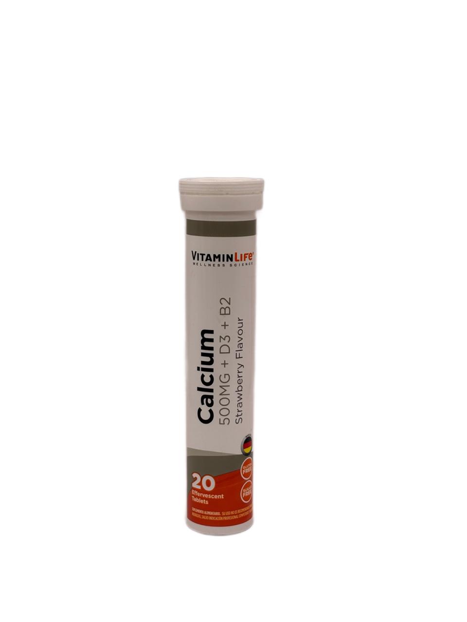 VITAMINLIFE CALCIUM 500 MG+D3+B2 STRAWBERRY FLAVOUR