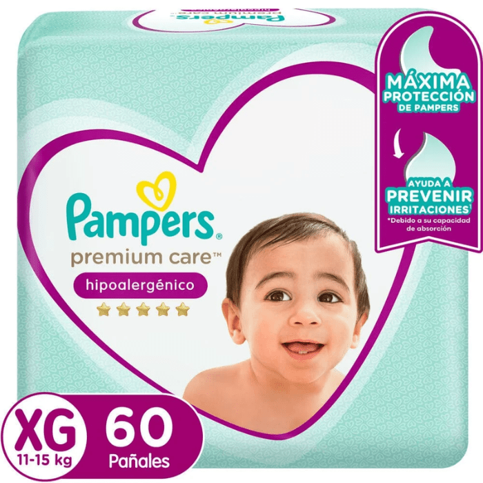 PAMPERS PAÑALES PREMIUM CARE XG X60.
