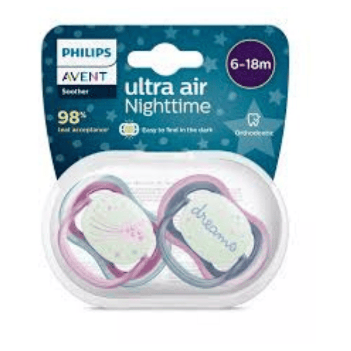 AVENT SET CHUPETES  NIGHTTIME  NIÑA 6-18 m