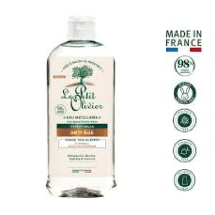 LE PETIT OLIVIER AGUA MICELAR DESMAQUILLANTE ARGÁN ANTI AGE WITH VITAMINA C + AH 400 ML