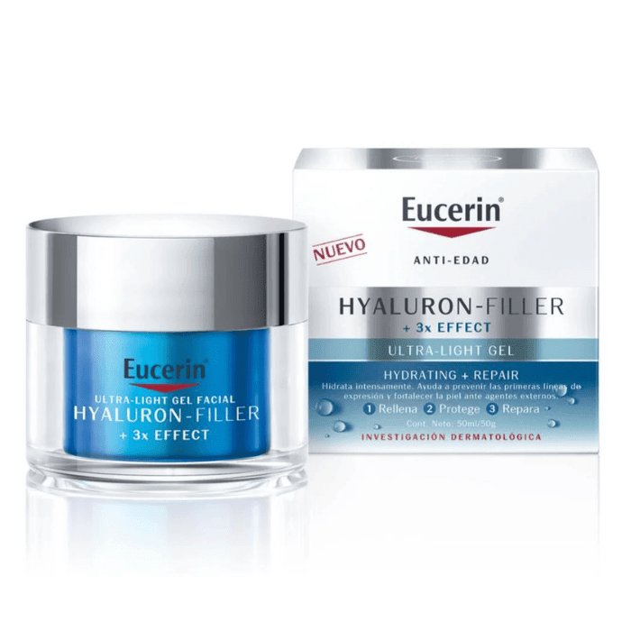 EUCERIN CREMA FACIAL ULTRA LIGHT GEL ÁCIDO HIALURÓNICO ANTI ARRUGAS 50 ML DET.