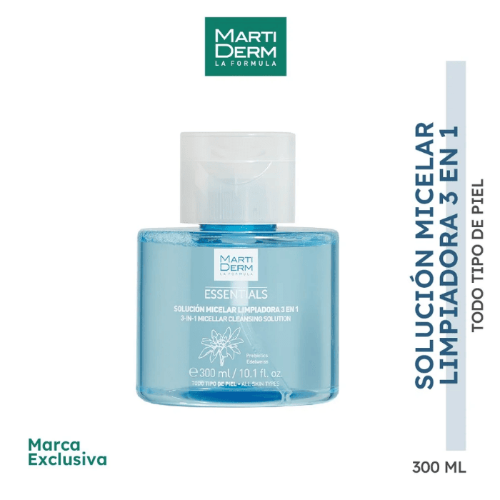 MARTIDERM SOLUCIÓN MICELAR LIMPIADORA 3 EN 1 300 ML.