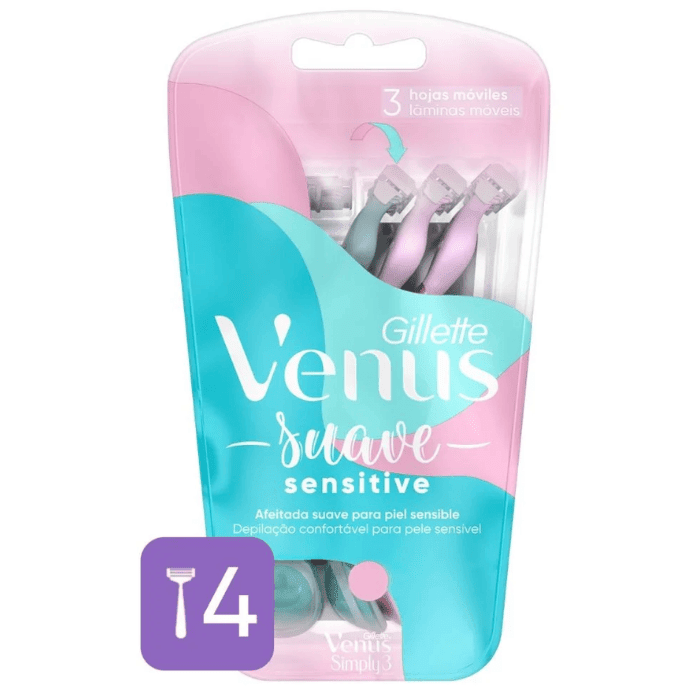 GILLETTE VENUS SUAVE MÁQUINAS PARA AFEITAR DESECHABLES X4.