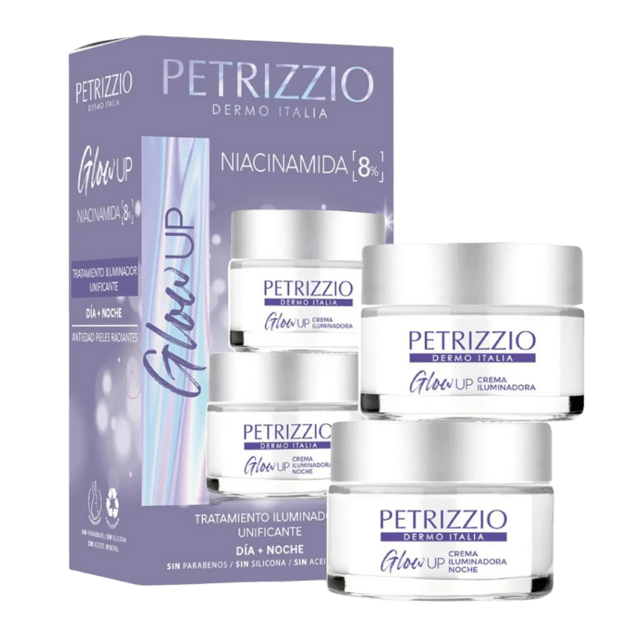 ESTUCHE PETRIZZIO GLOW UP NIACINAMIDA CREMA DIA 50G + CREMA NOCHE 50G DET.