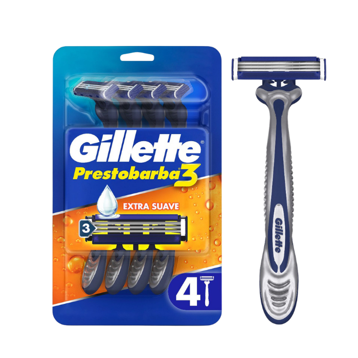 GILLETTE PRESTOBARBA3 EXTRA SUAVE 4X3.
