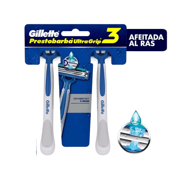 GILLETTE MAQUINA DE AFEITAR PRESTOBARBA ULTRAGRIP X2 DET.