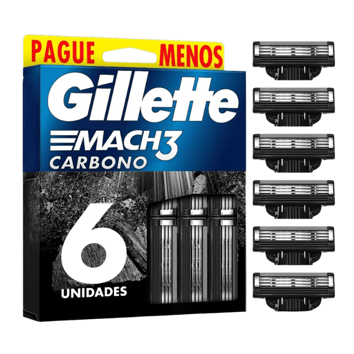 GILLETTE MACH CARBONO 6 UNIDADES DET.