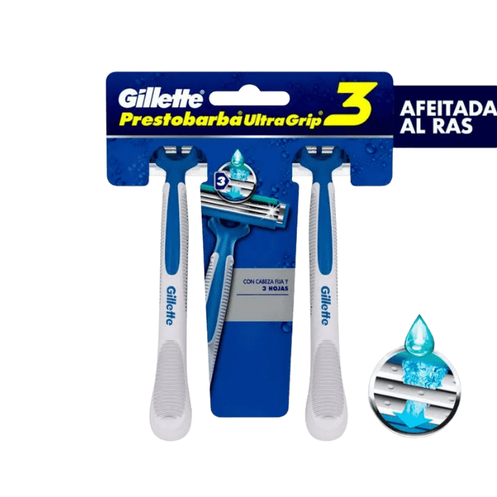GILLETTE MAQUINA DE AFEITAR PRESTOBARBA ULTRAGRIP X2