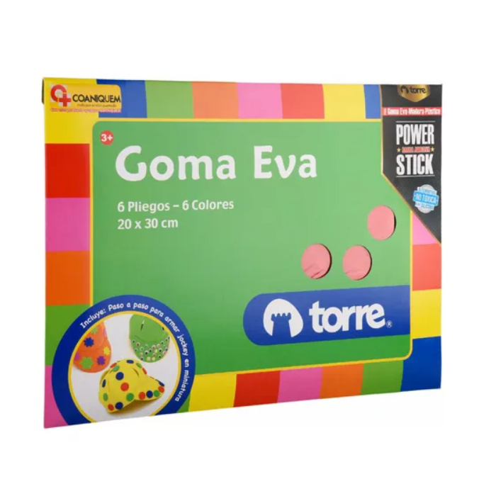 TORRE GOMA EVA 6 PLIEGOS 6 COLORES 20X30CM DET.