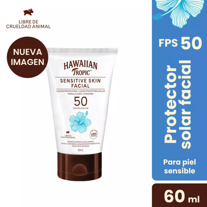 HAWAIIAN TROPIC SENSITIVE SKIN FACIAL FPS 50+ 60 ML