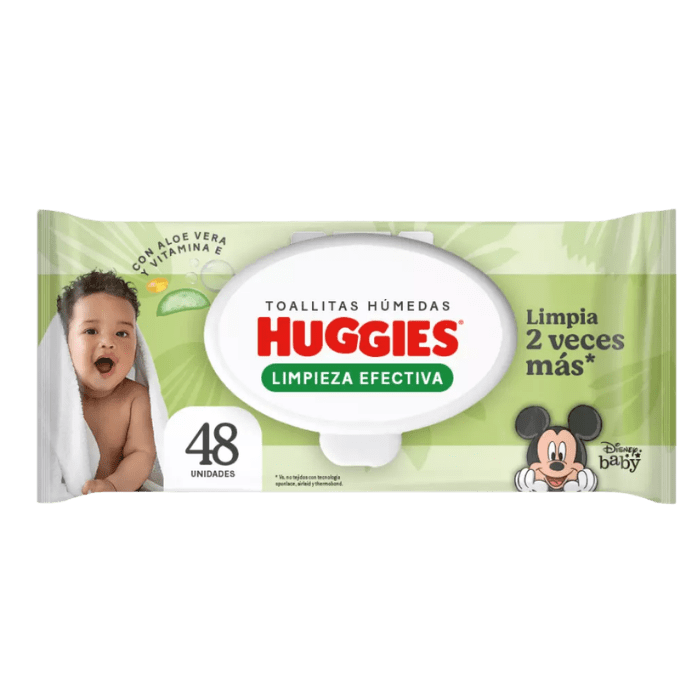 HUGGIES TOALLITAS HUMEDAS LIMPIEZA EFECTIVA 48 UNIDADES.