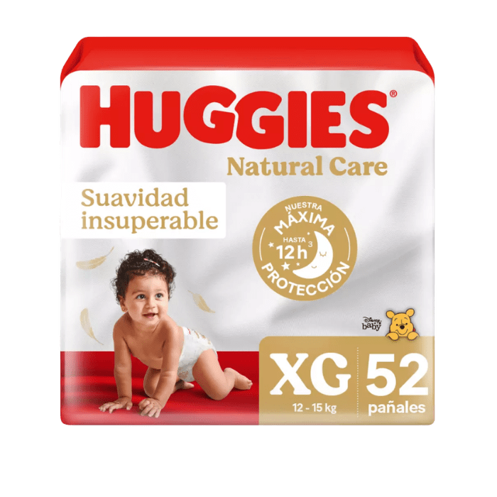 HUGGIES PAÑALES NATURAL CARE XG 52 U.