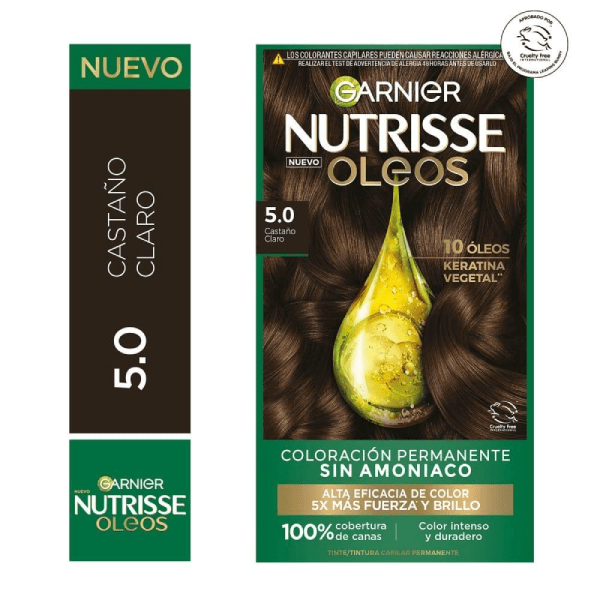 GARNIER NUTRISSE OLEO Tintura Tono Castaño Claro 5.0 para Cabello DET.