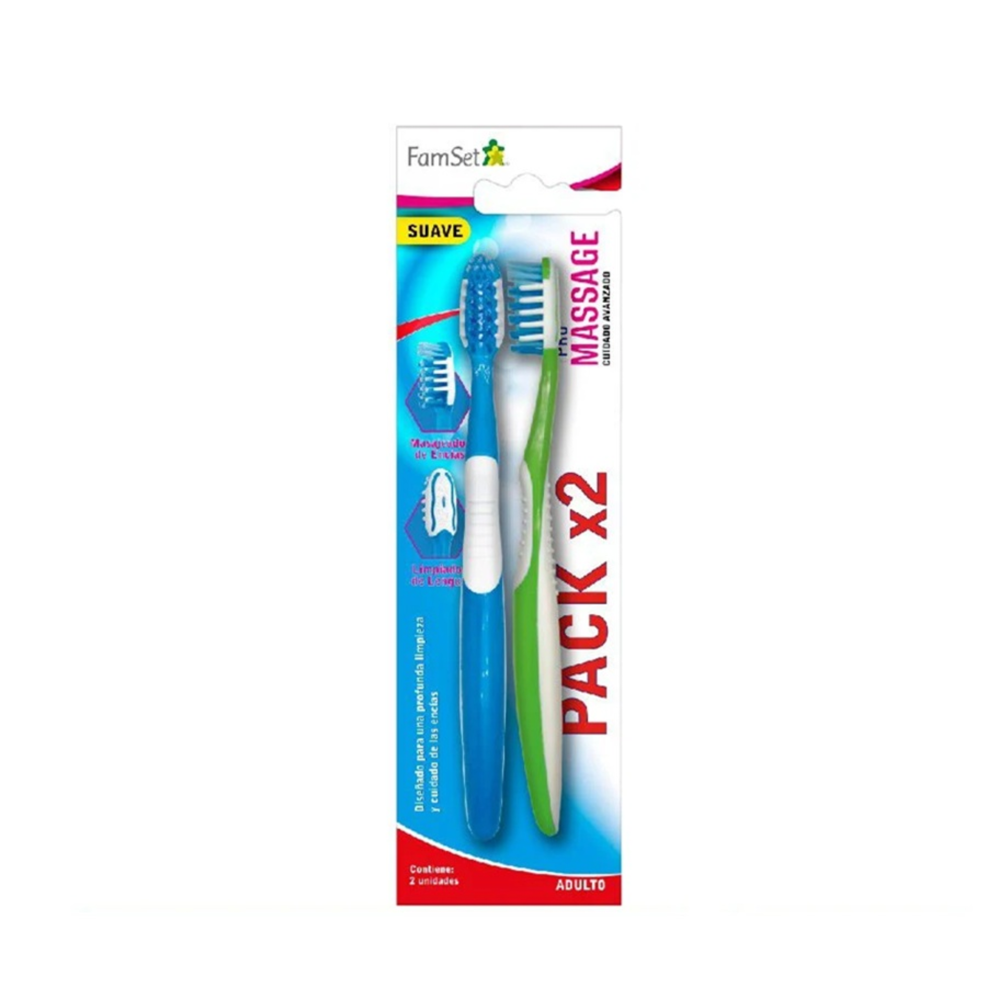 FAMILY SET CEPILLO DENTAL ADULTO MEDIO X2