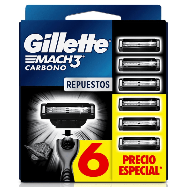 GILLETTE MACH 3 CARTUCHOS 6 DET.