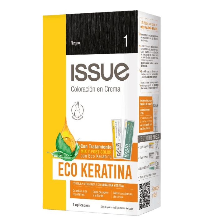 ISSUE ECO KERATINA COLORACION EN CREMA TONO 1 DET.