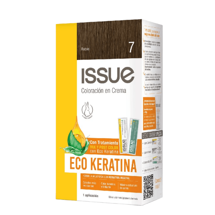 ISSUE ECO KERATINA COLORACION EN CREMA TONO 7 DET.