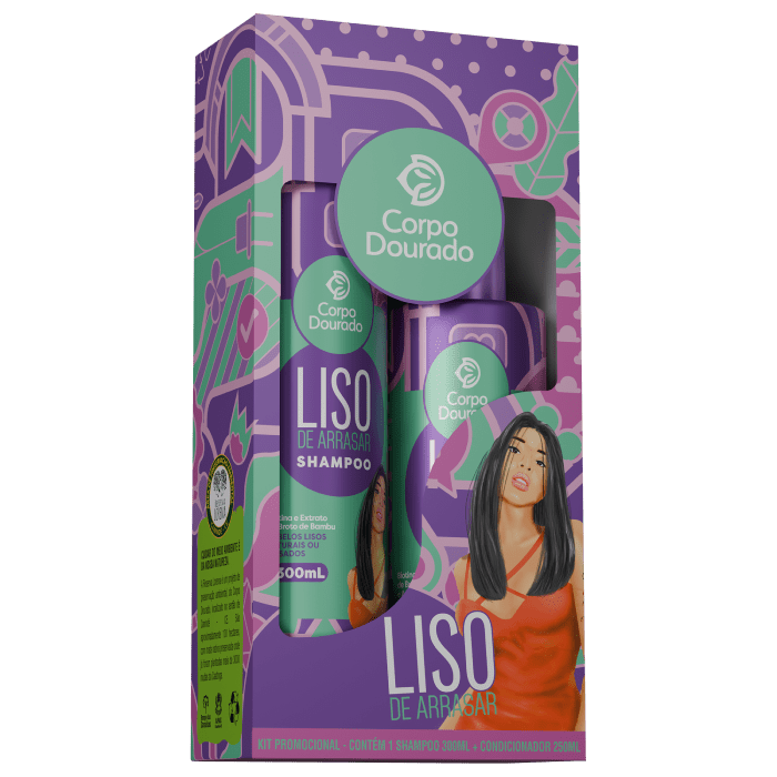 SET CAPILAR CORPO DOURADO SHAMPOO 300ML Y ACONDICIONADOR 250ML BIOTINA CABELLO LISO