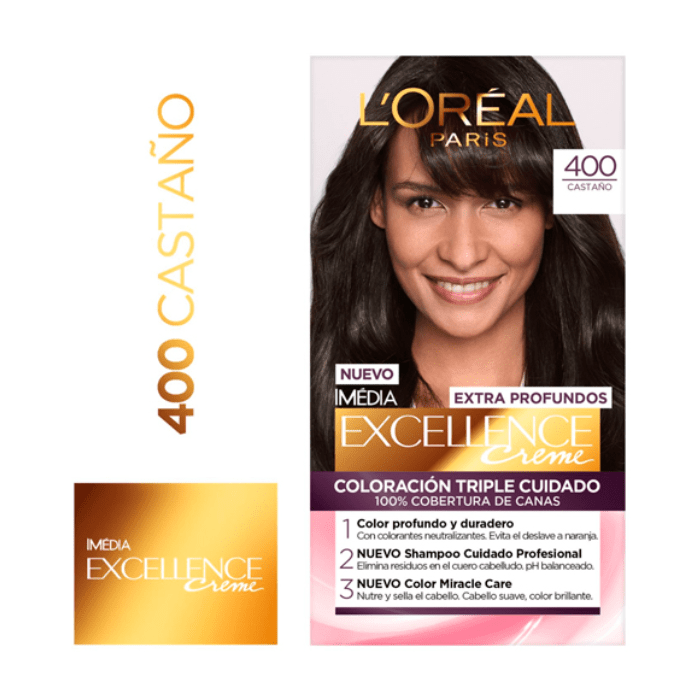 EXCELLENCE CREMA EXTRA PROFUNDOS 400 CASTAÑO 45 GRS.DET.