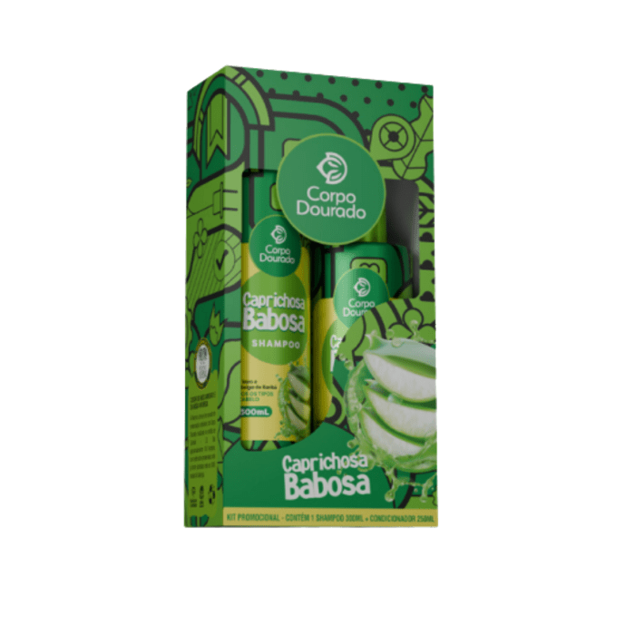 SET CAPILAR CORPO DOURADO SHAMPOO 300ML Y ACONDICIONADOR 250ML BABOSA CABELLO HIDRATADO