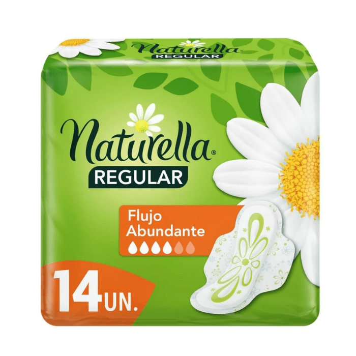 NATURELLA  TOALLA  HIG. MANZANILLA CON ALAS FLUJO ABUNDANTE 14 U.