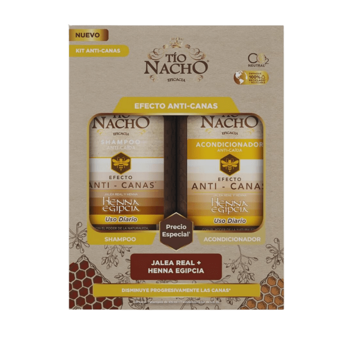 TIO NACHO PACK SHAMPOO ANTI CANAS 415ML + ACONDICIONADOR 415ML