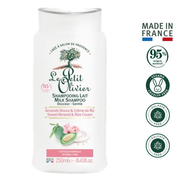 LE PETIT OLIVIER SHAMPOO DE CUIDADO CABELLO NORMAL - SIN SILICONA Y SIN SULFATO - PRODUCTO VEGANO 250 ML DET.