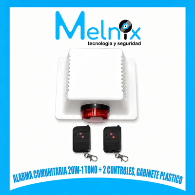 ALARMA COMUNITARIA 20W-1 TONO + 2 CONTROLES, GABINETE PLASTICO1