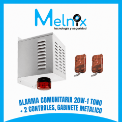 ALARMA COMUNITARIA 20W-1 TONO + 2 CONTROLES, GABINETE METALICO