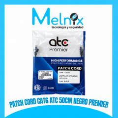 PATCH CORD CAT6 ATC 50CM NEGRO PREMIER