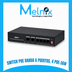 SWITCH POE DAHUA 6 PUERTOS, 4 POE-36W