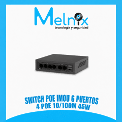 SWITCH POE IMOU 6 PUERTOS 4 POE 10/100M 45W