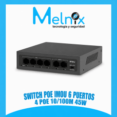SWITCH POE IMOU 6 PUERTOS 4 POE 10/100M 45W