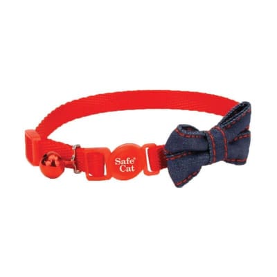 Coastal embellished collar bow tie Red1