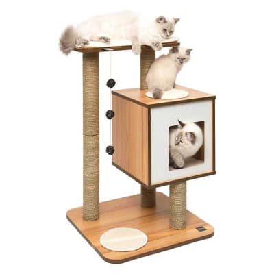 Catit Vesper cat Furniture V base Nogal1