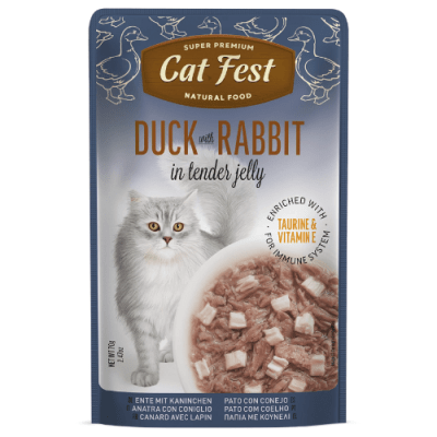 Catfest pouch Pato con conejo 70 grs2