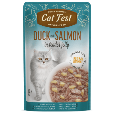 Catfest pouch Pato con salmon 70 grs2