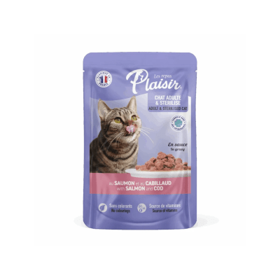 Plaisir pouch gato adulto salmón y bacalao 100 grs1